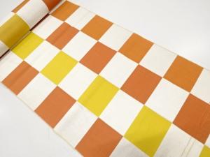 アンティーク　市松模様織り出し　八寸帯地反物